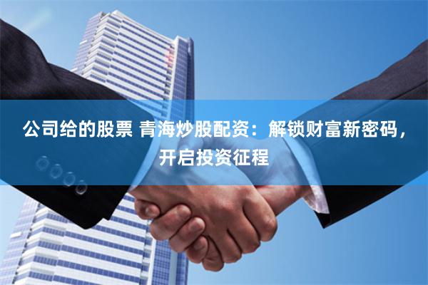 公司给的股票 青海炒股配资：解锁财富新密码，开启投资征程